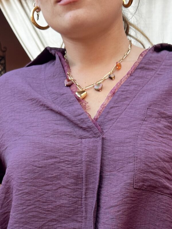 COLLAR CADENA CORAZONES PIEDRA