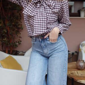 BLUSA VERA VICHY BERENJENA
