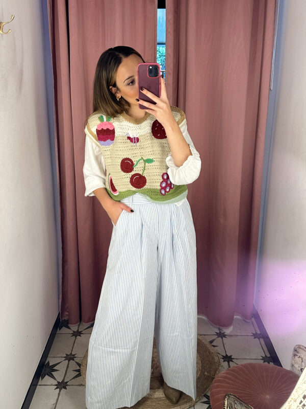 PANTALÓN PINZA RAYAS AZUL - Imagen 3