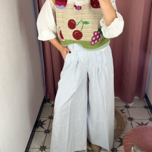 PANTALÓN PINZA RAYAS AZUL