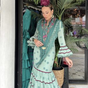 VESTIDO FLAMENCA CATALINA AGUA LUNAR AGUA