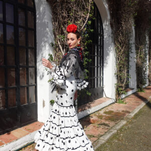 VESTIDO FLAMENCA CATALINA LUNAR BLANCO NEGRO