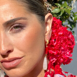 PENDIENTES CORAL GOTA BLANCA