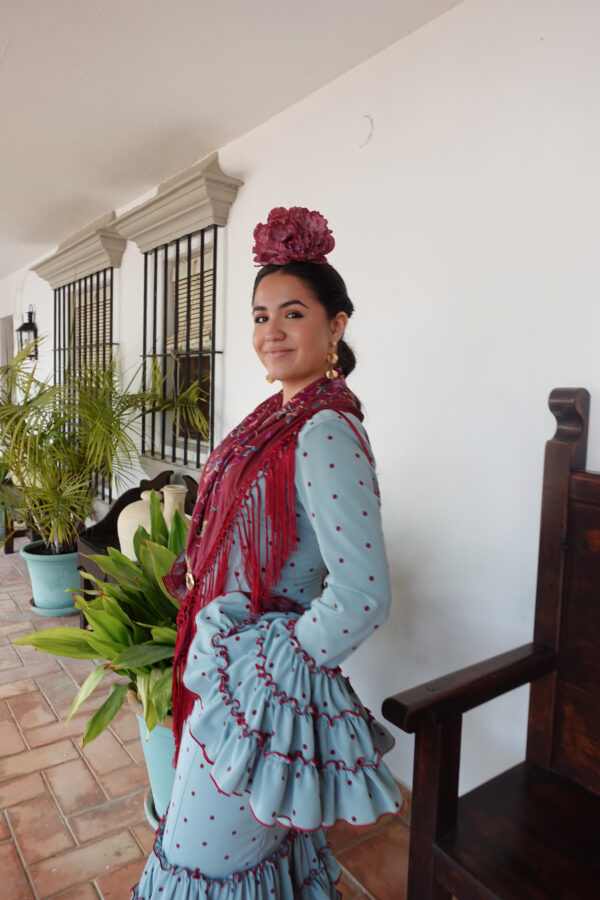 VESTIDO FLAMENCA MARISOL AGUA BURDEOS - Imagen 2