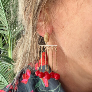 PENDIENTES 6 BOLITAS ROJO