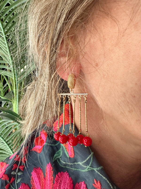 PENDIENTES 6 BOLITAS ROJO
